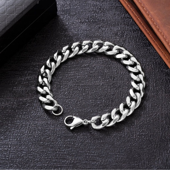 ✨Oliver 18K White Gold Curb Cuban Chain 10mm Bracelet 7.5” - Picture 3 of 9